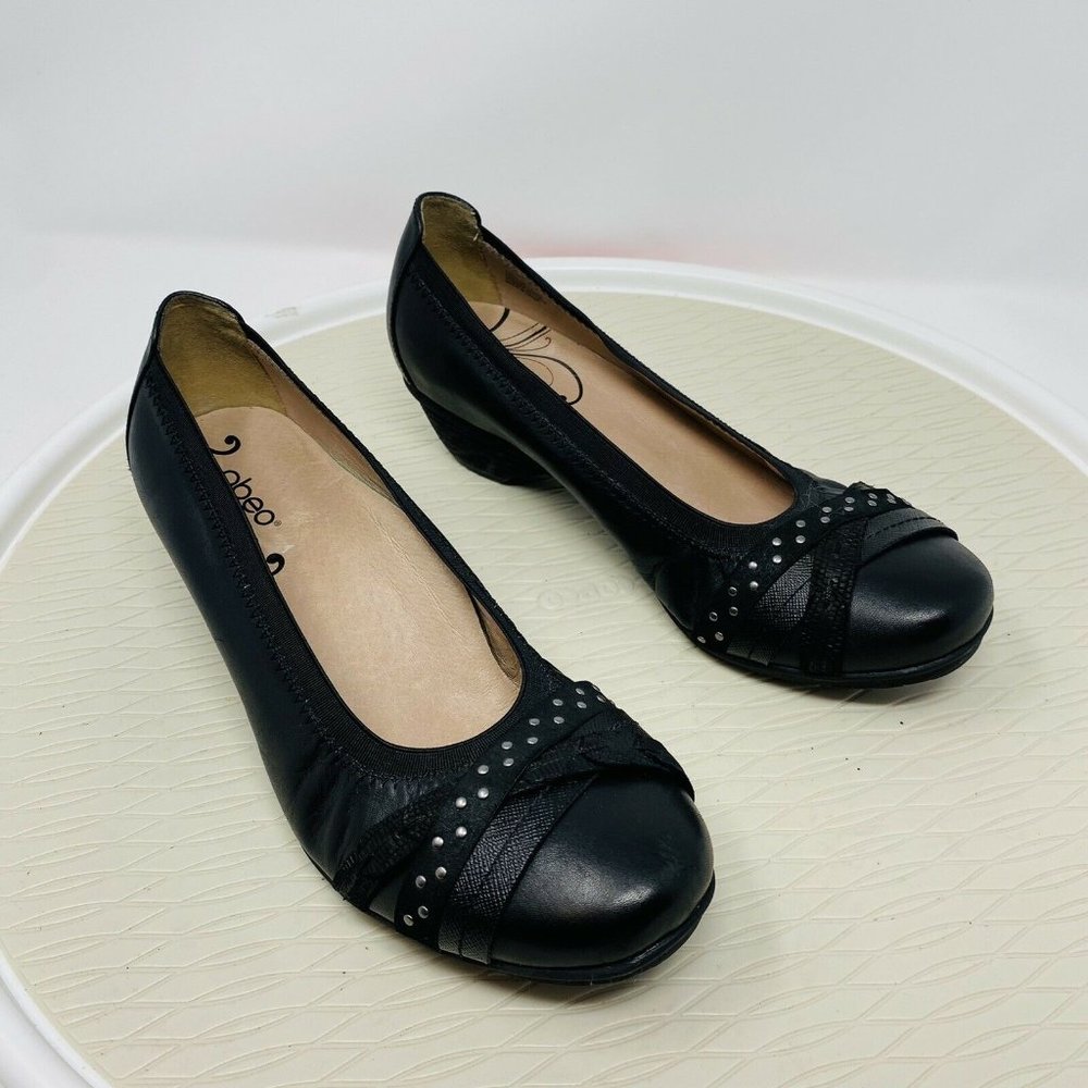 Abeo Pumps Comfort Shoes Size 7.5 Nellie Neutral 7.5N Black Leather Heels
